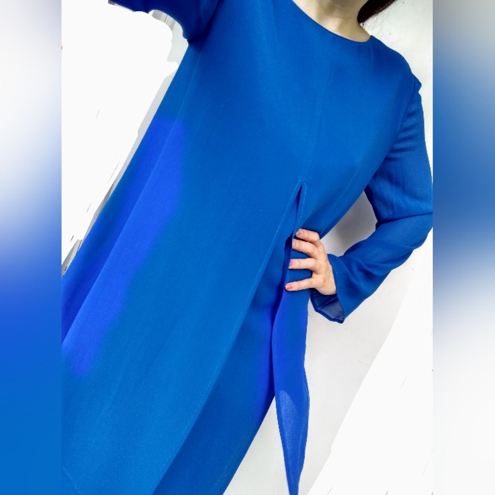 Adrianna Papell Blue Long Sleeve Dress